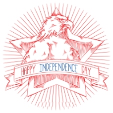 手绘老鹰美国独立日背景