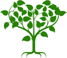 绿色树心形对称矢量素材