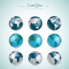 九个写实的地球仪图标