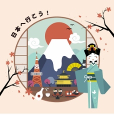 创意日本旅行插画设计