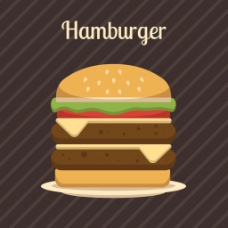 美味的汉堡插图条纹背景