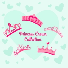 红粉公主手绘五个粉红色公主冠