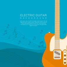电吉他与音符的广告背景素材