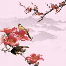 中国风梅花鸟图素材