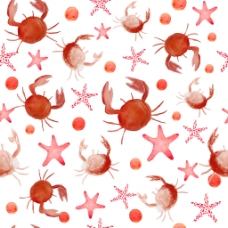 红色水彩螃蟹