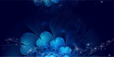 深蓝色花朵星星背景
