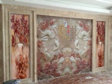 新中式玉雕电视背景墙装饰效果