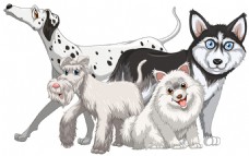 不同种类的可爱的狗插图