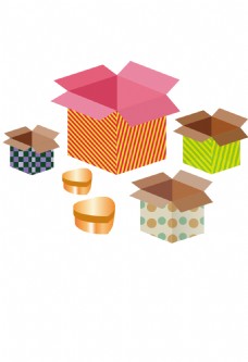 方圆方形条纹礼物盒素材圆形可爱礼物盒包装