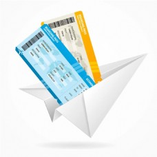 纸飞机与飞机票矢量素材下载