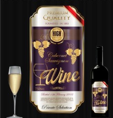 豪华金色葡萄酒标签设计矢量素材