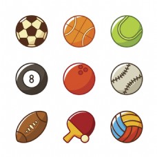 各种运动球类图标集合