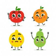 多种面部表情的水果图标