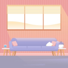 广告素材房子室内沙发和窗户广告背景矢量素材