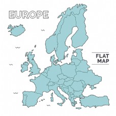 扁平风格欧洲地图插图