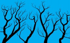 秋天树木与蓝色背景矢量素材