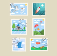创意风景邮票