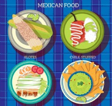 4款美味墨西哥食物俯视图矢量素