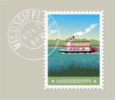 密西西比州邮资邮票模板矢量素材下载