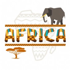 动物创意创意非洲动物图案与字体矢量素材下载