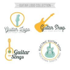 四种关于电吉他的logo标志矢量素材
