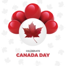 红色球红色气球枫叶加拿大国庆日背景