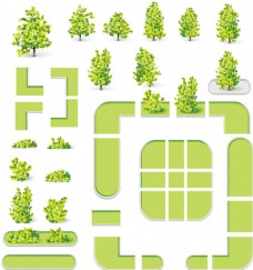 城市地图和绿化树矢量图素材