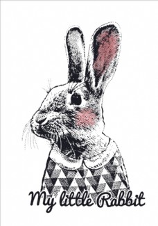 女童印花可爱卡通手绘兔子