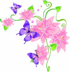 花卉蝴蝶元素图案