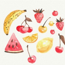 进口蔬果手绘水彩美味水果插图