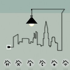 房地产背景抽象城市线条路灯