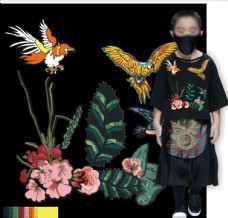 植物图案花纹飞鹰飞鸟植物花朵花纹传统图案