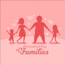 幸福家庭幸福二胎家庭剪影轮廓海报