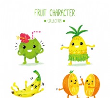 卡通菠萝水果卡通人物素材
