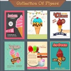 冰淇淋海报六种不同的冰淇淋传单海报