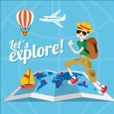 出国旅游海报卡通旅游旅行社海报插图