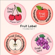 进口蔬果四个手绘水果标签