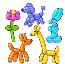 5款彩色动植物气球矢量素材