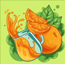 进口蔬果手绘美味的橙汁插图