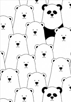 潮流素材北极熊底纹素材熊猫素材下载