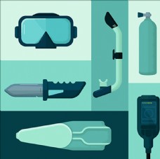 潜水用品平面潜水运动用品元素