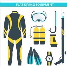 潜水用品平面潜水运动用品元素