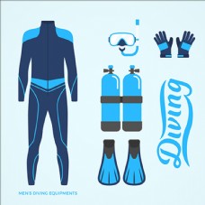 平面潜水运动用品元素