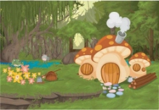 幻想世界幻想童话世界卡通蘑菇房子图片