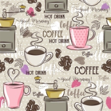咖啡杯和咖啡机背景图片