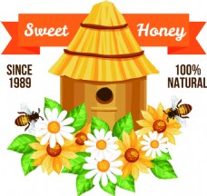 精美卡通图标蜂蜜精美卡通彩色蜂蜜花朵图标矢量文件