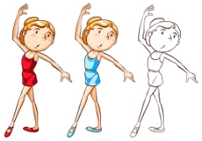 手绘女孩跳芭蕾舞蹈步骤插图