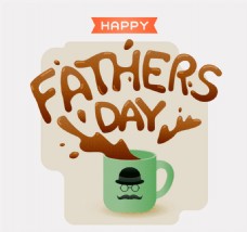 创意咖啡杯父亲节艺术字贺卡矢量素材