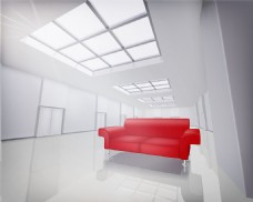 红色沙发空白室内图片