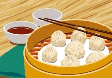 手绘中国美食饺子插画